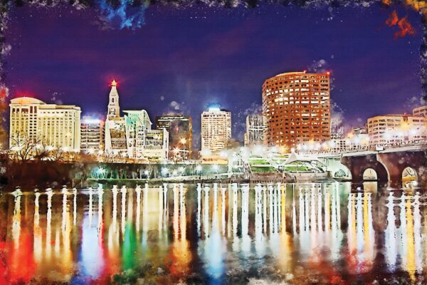 Hartford watercolor canvas, Hartford watercolor Canvas,  Hartford wall canvas,  Hartford photo wall art print, Hartford