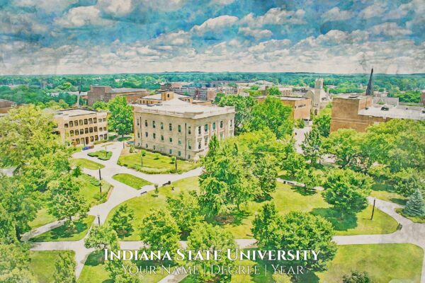 Indiana State University watercolor. Graduation gift, Indiana State University , College wall art,  College WC - Image 2