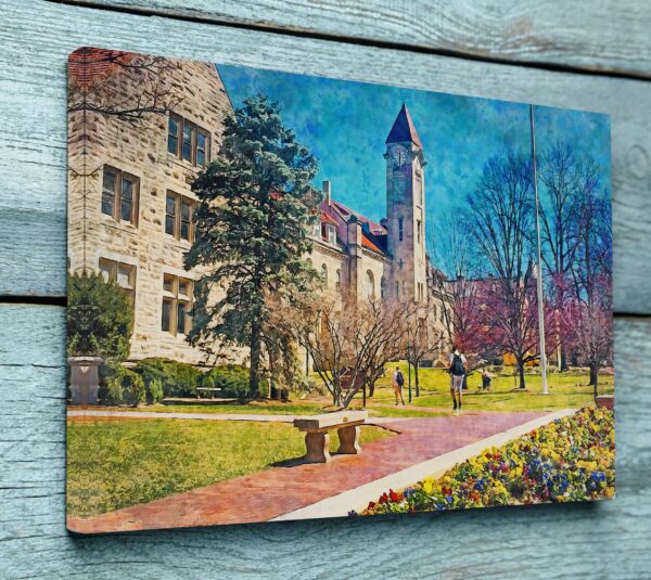 INDIANA UNIVERSITY CAMPUS CANVAS PRINT HANGING ON WALL