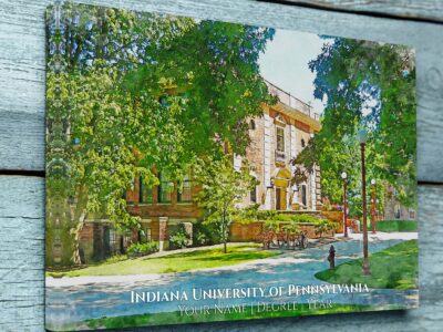 INDIANA UNIVERSITY OF PENNSYLVANIA CAMPUS CANVAS PRINT HANGING ON WALL