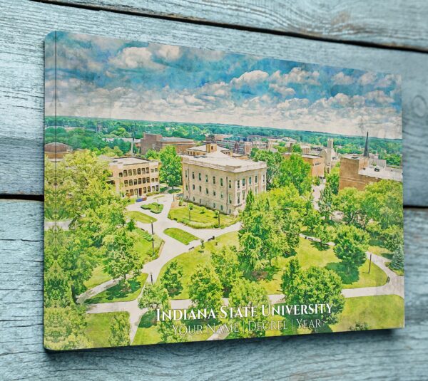 Indiana State University watercolor. Graduation gift, Indiana State University , College wall art,  College WC