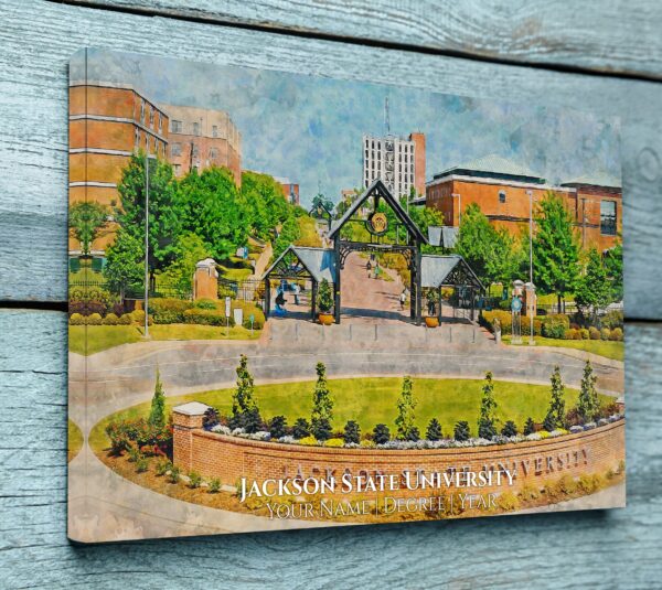 UNIVERSITY JACKSON STATE CAMPUS CANVAS PRINT HANGING ON WALL