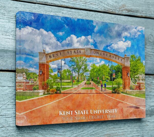KENT STATE UNIVERSITY CAMPUS CANVAS PRINT HANGING ON WALL