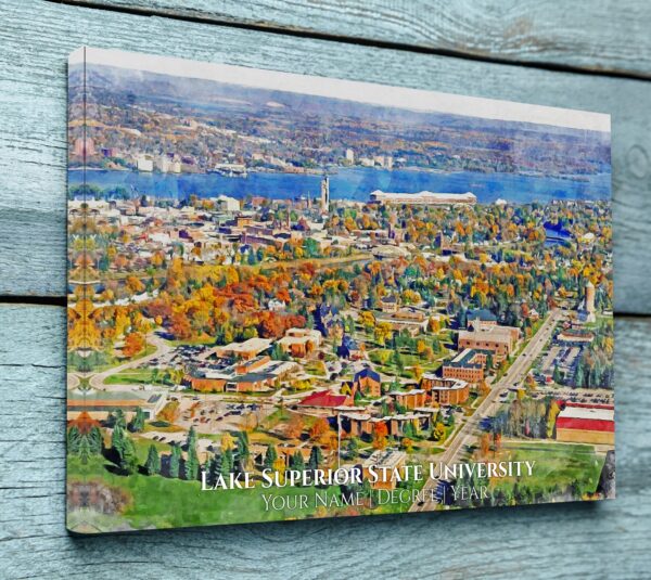 UNIVERSITY OF LAKE SUPERIOR STATE CAMPUS CANVAS PRINT HANGING ON WALL