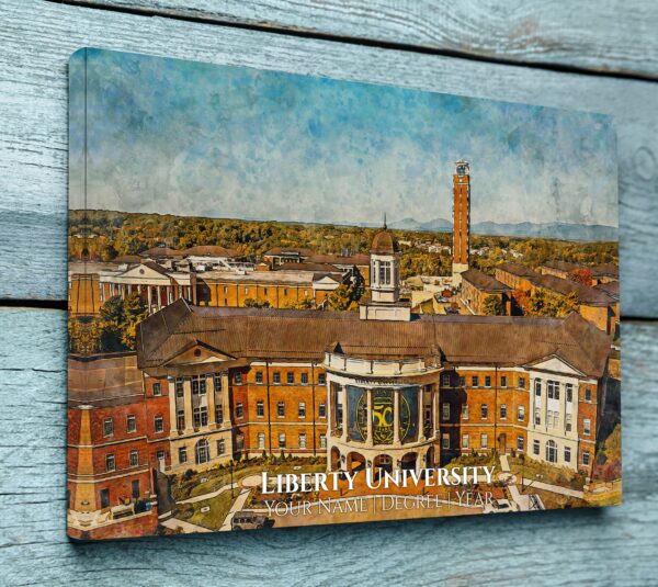 LIBERTY UNIVERSITY CAMPUS CANVAS PRINT HANGING ON WALL