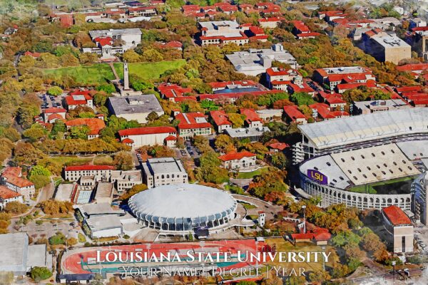 UNIVERSITY OF LOUISANA STATE LSU MAGE SHOWING CAMPUS BUILDING
