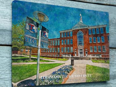 UNIVERSITY OF LOUISIANA TECH CAMPUS CANVAS PRINT HANGING ON WALL