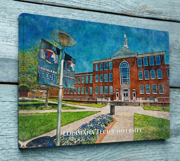 UNIVERSITY OF LOUISIANA TECH CAMPUS CANVAS PRINT HANGING ON WALL