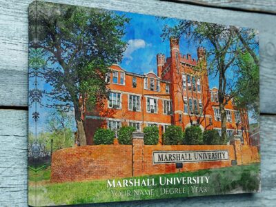 Marshall University watercolor. Graduation gift, Marshall University , College wall art,  College WC