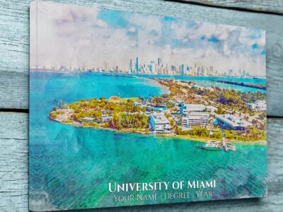 UNIVERSITY OF MIAMI CAMPUS CANVAS PRINT HANGING ON WALL