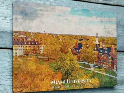 UNIVERSITY OF MIAMI OHIO CAMPUS CANVAS PRINT HANGING ON WALL