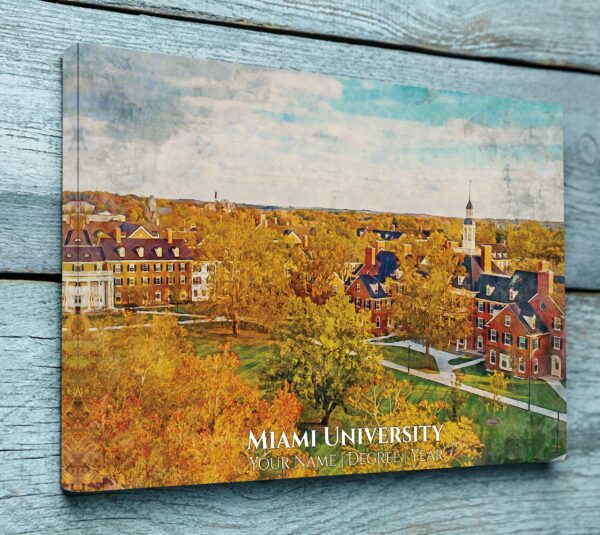 UNIVERSITY OF MIAMI OHIO CAMPUS CANVAS PRINT HANGING ON WALL