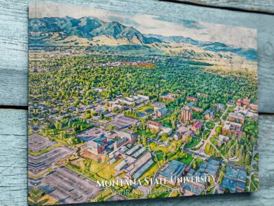 UNIVERSITY OF MONTANA STATE CAMPUS CANVAS PRINT HANGING ON WALL