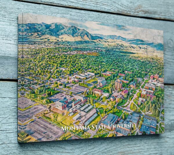 UNIVERSITY OF MONTANA STATE CAMPUS CANVAS PRINT HANGING ON WALL