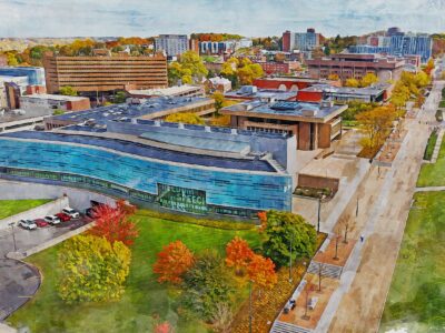 Canvas-Print of Syracuse Newhouse School, Watercolor Digital Sketch Print Canvas Print, Syracuse New York, Syracuse University