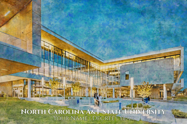 North Carolina A&T State University watercolor. Graduation gift, North Carolina AT State University , College wall art,  College WC - Image 2