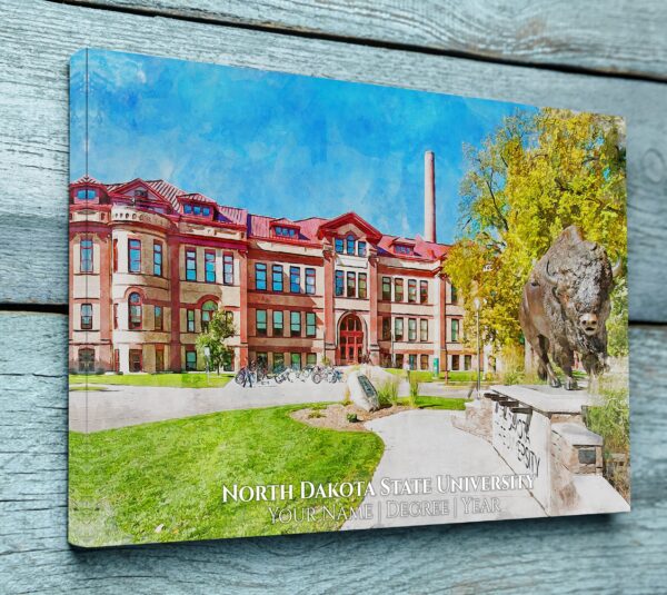UNIVERSITY OF NORTH DAKOTA STATE CAMPUS CANVAS PRINT HANGING ON WALL
