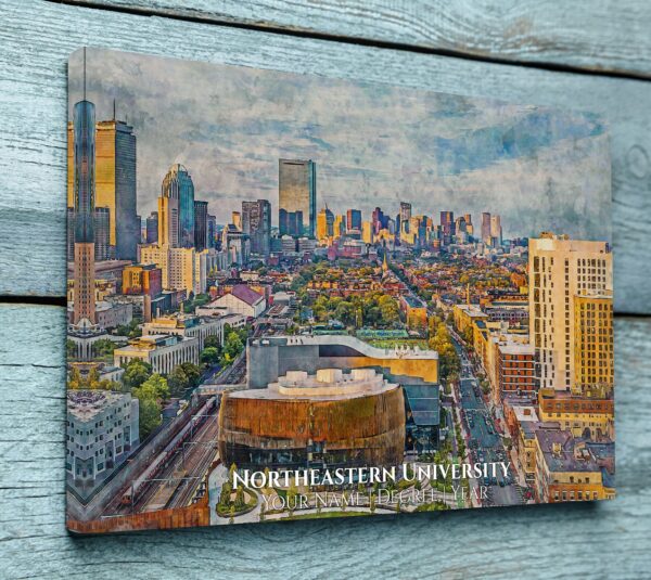 NORTH EASTERN UNIVERSITY CAMPUS CANVAS PRINT HANGING ON WALL