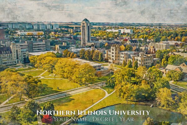 Northern Illinois University watercolor. Graduation gift, Northern Illinois University , College wall art,  College WC - Image 2