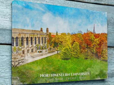 Northwestern University watercolor. Graduation gift, Northwestern University , College wall art,  College WC