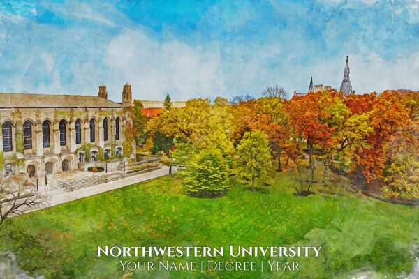 Northwestern University watercolor. Graduation gift, Northwestern University , College wall art,  College WC - Image 2