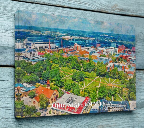 OHIO STATE UNIVERSITY CAMPUS CANVAS PRINT HANGING ON WALL