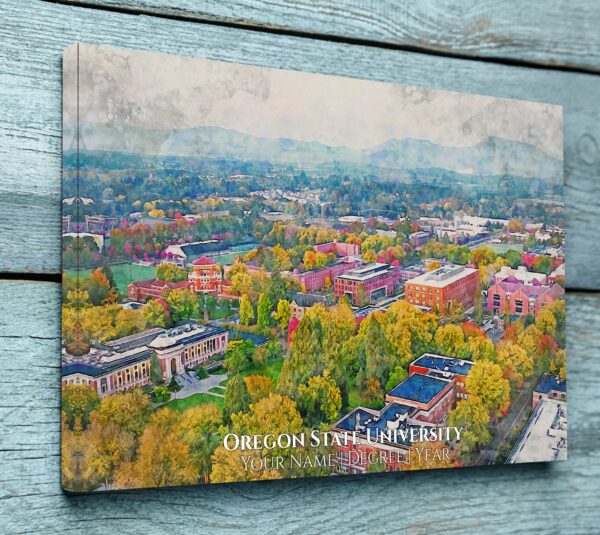 OREGON STATE UNIVERSITY CAMPUS CANVAS PRINT HANGING ON WALL
