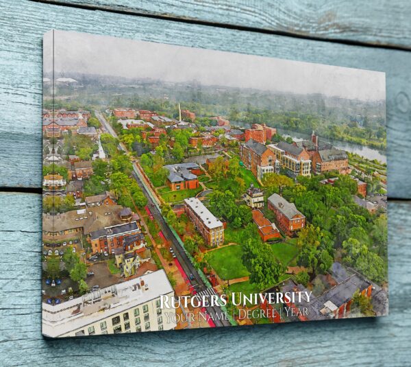 RUTGERS UNIVERSITY CAMPUS CANVAS PRINT HANGING ON WALL