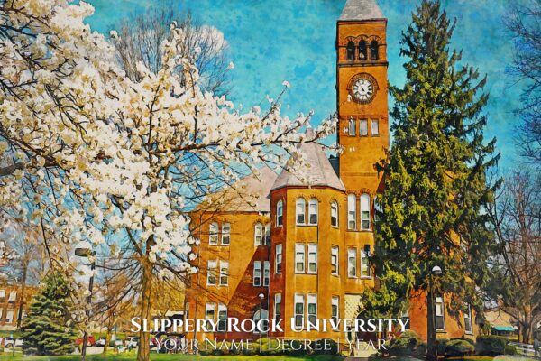 Slippery Rock University of Pennsylvania watercolor. Graduation gift, Slippery Rock University , College wall art,  College WC - Image 2