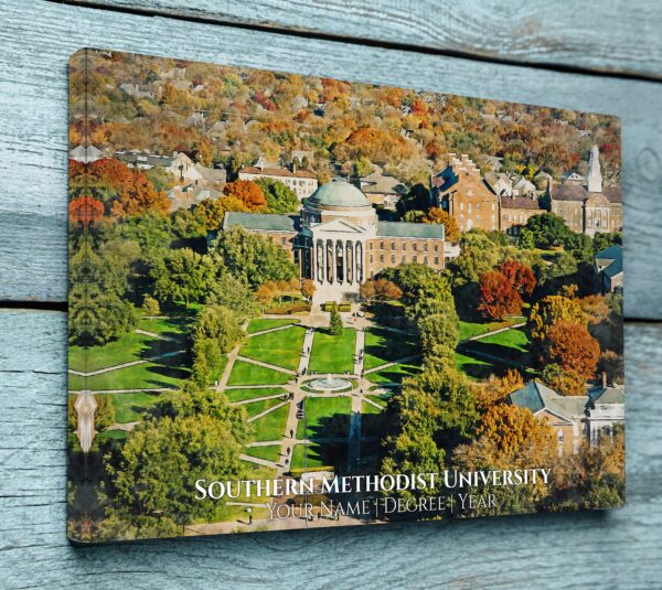 SOUTHERN METHODIST UNIVERSITY CAMPUS CANVAS PRINT HANGING ON WALL