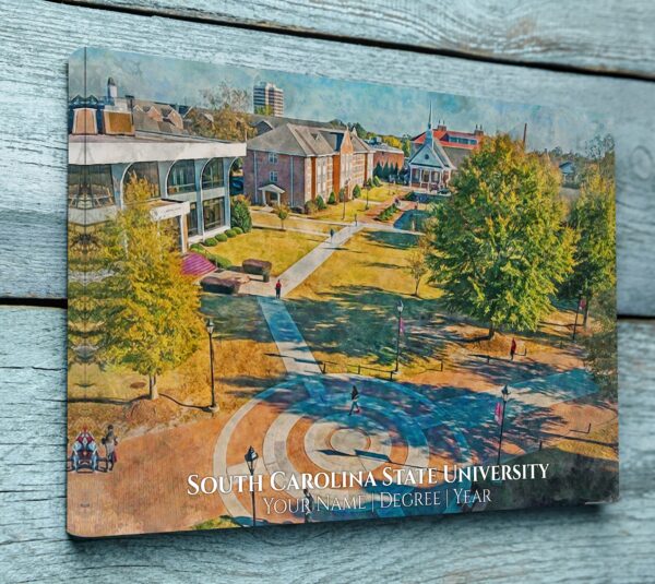 UNIVERSITY OF SOUTH CAROLINA STATE CAMPUS CANVAS PRINT HANGING ON WALL