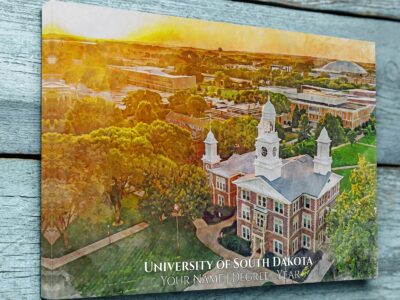 UNIVERSITY OF SOUTH DAKOTA CAMPUS CANVAS PRINT HANGING ON WALL