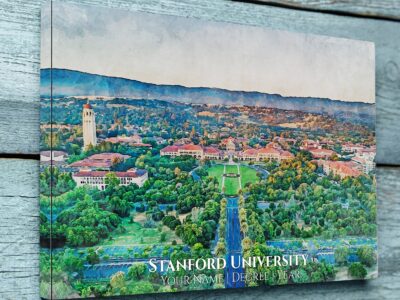 STANFORD CAMPUS CANVAS PRINT HANGING ON WALL