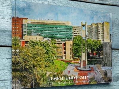 Temple University watercolor. Graduation gift, Temple University , College wall art,  College WC