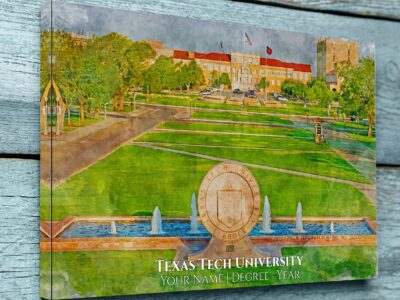Texas Tech University watercolor. Graduation gift, Texas Tech University , College wall art,  College WC