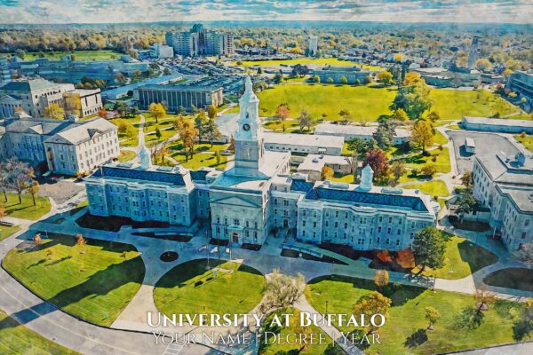 University at Buffalo watercolor. Graduation gift, University at Buffalo , College wall art,  College WC - Image 2