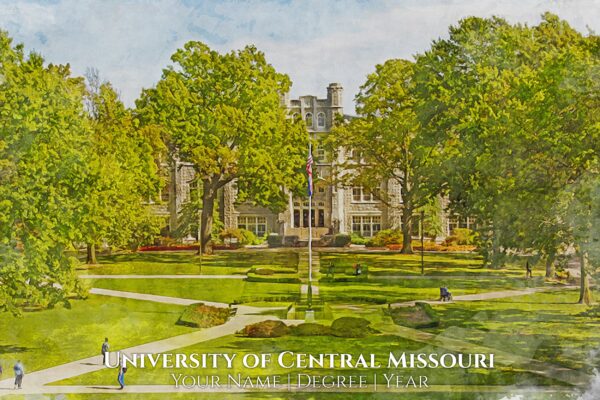 University of Central Missouri watercolor. Graduation gift, University of Central Missouri , College wall art,  College WC - Image 2