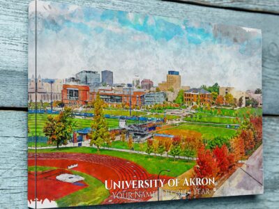 University of Akron watercolor. Graduation gift, University of Akron, College wall art,  College WC