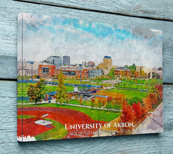 University of Akron watercolor. Graduation gift, University of Akron, College wall art,  College WC