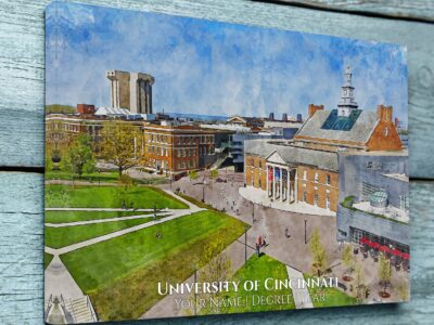 UNIVERSITY OF CINCINNATI CAMPUS CANVAS PRINT HANGING ON WALL