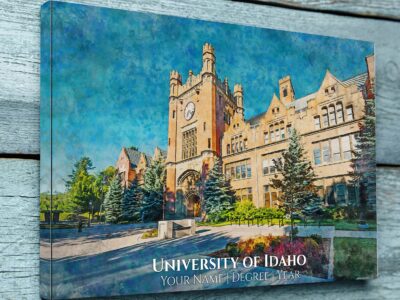 UNIVERSITY OF IDAHO CAMPUS CANVAS PRINT HANGING ON WALL