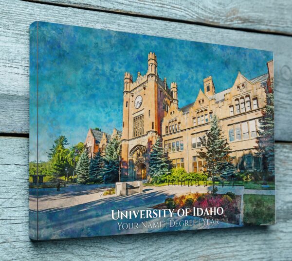 UNIVERSITY OF IDAHO CAMPUS CANVAS PRINT HANGING ON WALL