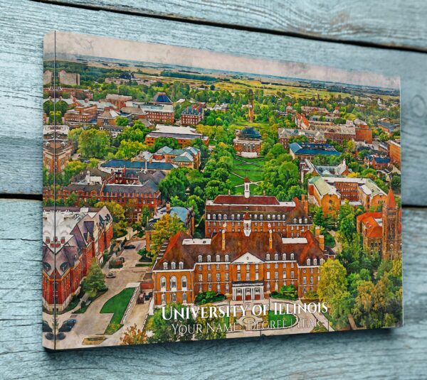 UNIVERSITY ILLINOIS CAMPUS CANVAS PRINT HANGING ON WALL