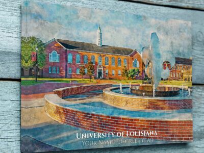University of Louisiana watercolor. Graduation gift, University of Louisiana , College wall art,  College WC