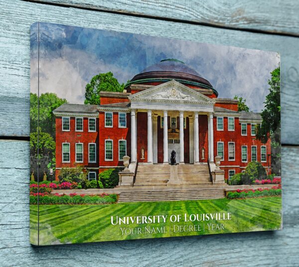 UNIVERSITY OF LOUISVILLE CAMPUS CANVAS PRINT HANGING ON WALL