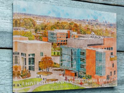 UNIVERSITY OF UMBC CAMPUS CANVAS PRINT HANGING ON WALL