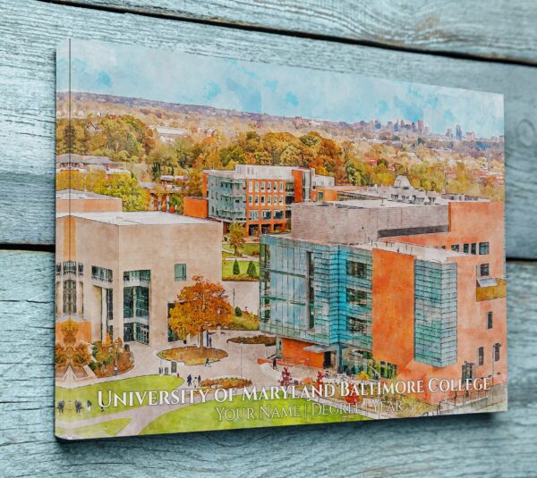UNIVERSITY OF UMBC CAMPUS CANVAS PRINT HANGING ON WALL