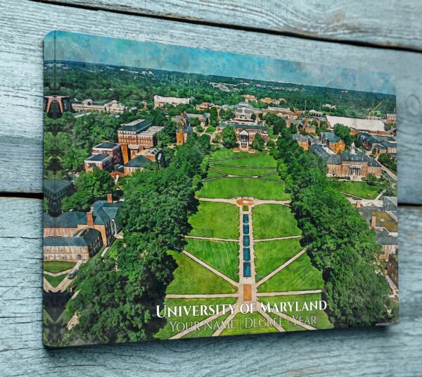 UNIVERSITY OF MARYLAND CAMPUS CANVAS PRINT HANGING ON WALL