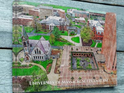 UNIVERSITY OF Massachusetts CAMPUS CANVAS PRINT HANGING ON WALL