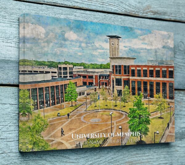 UNIVERSITY OF MEMPHIS CAMPUS CANVAS PRINT HANGING ON WALL